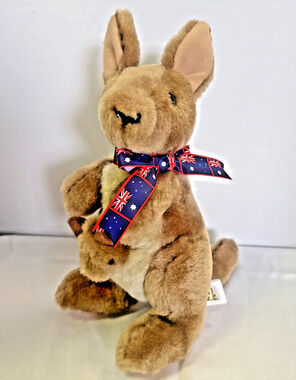 Vintage CA Australia Souvenir Kangaroo Plush Stuffed Animal 11” With Baby